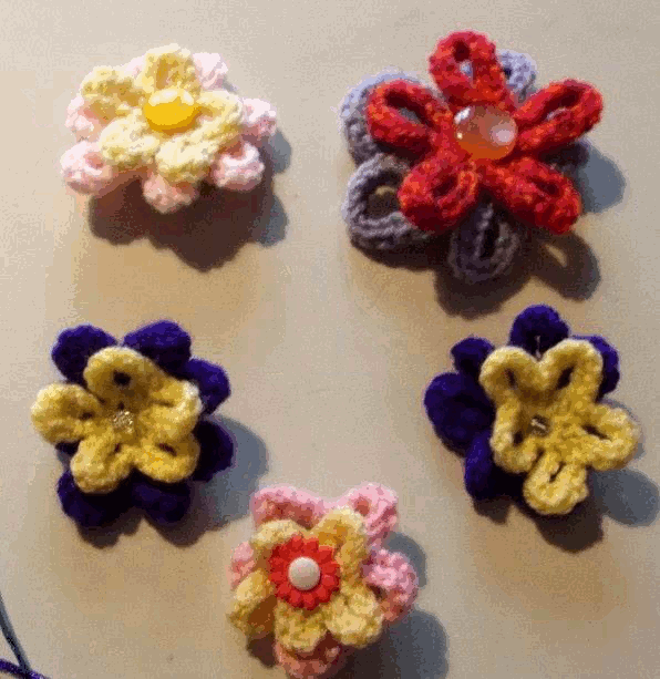 Knitted brooches